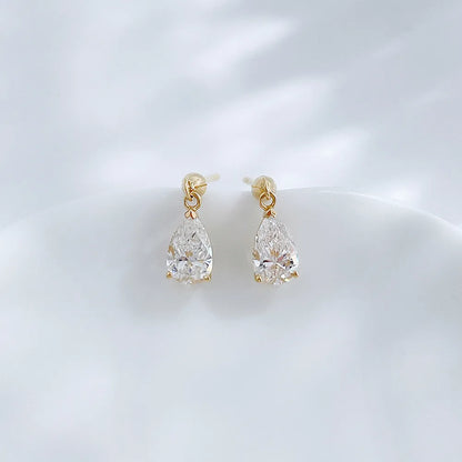 1.09 ctw Celestial Three-Prong Pear-Cut Lab-Grown Diamond Stud Earrings in 18K Yellow Gold