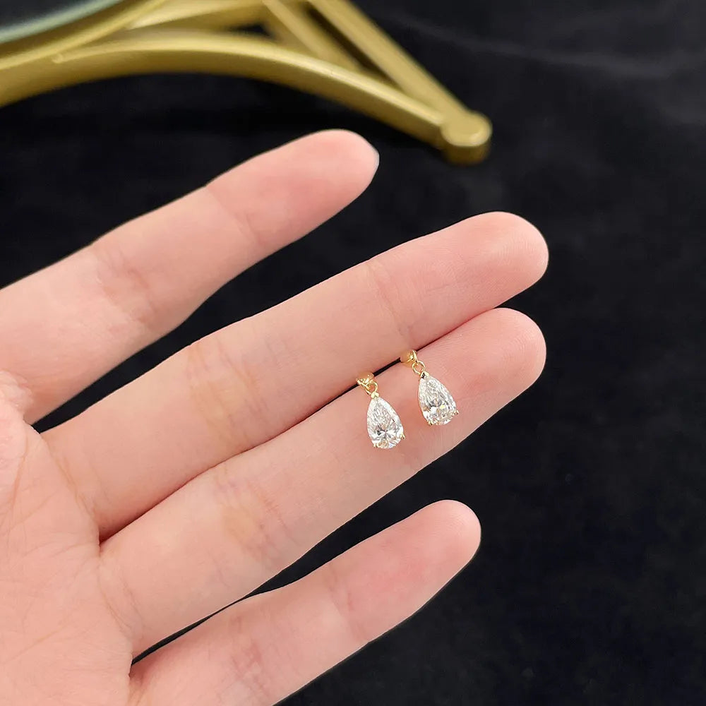 1.09 ctw Celestial Three-Prong Pear-Cut Lab-Grown Diamond Stud Earrings in 18K Yellow Gold