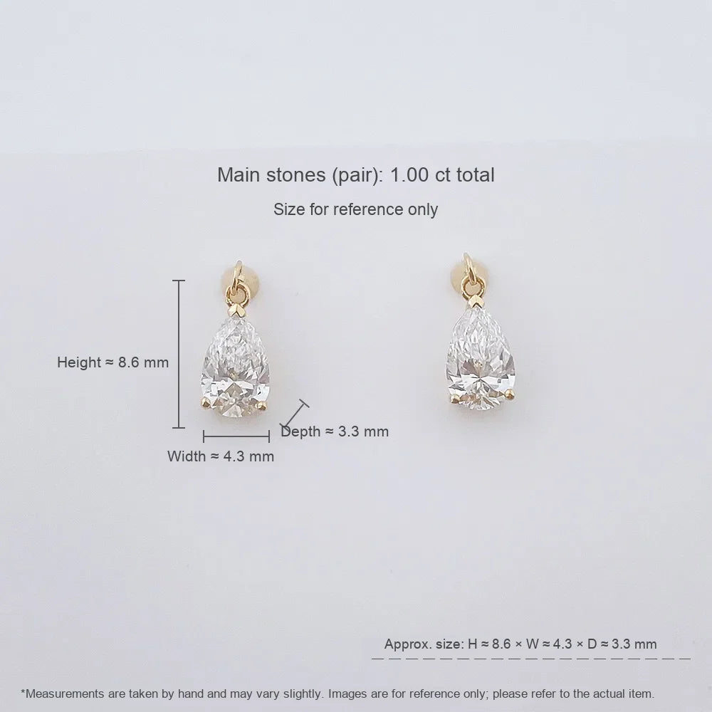 1.09 ctw Celestial Three-Prong Pear-Cut Lab-Grown Diamond Stud Earrings in 18K Yellow Gold