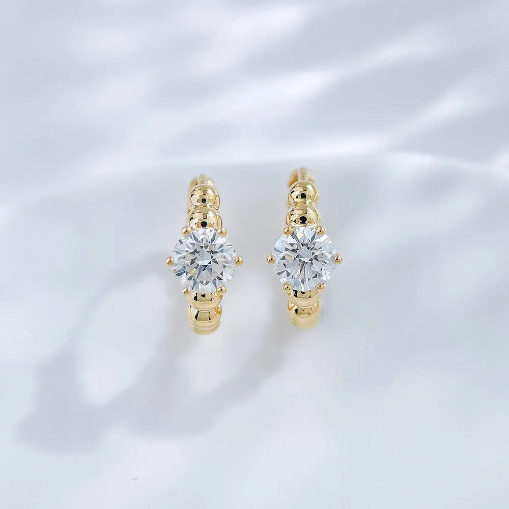 1.03 ctw Minimalist Six-Prong Round-Cut Lab-Grown Diamond Earrings in 18K Yellow Gold