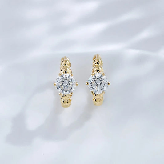 1.03 ctw Minimalist Six-Prong Round-Cut Lab-Grown Diamond Earrings in 18K Yellow Gold