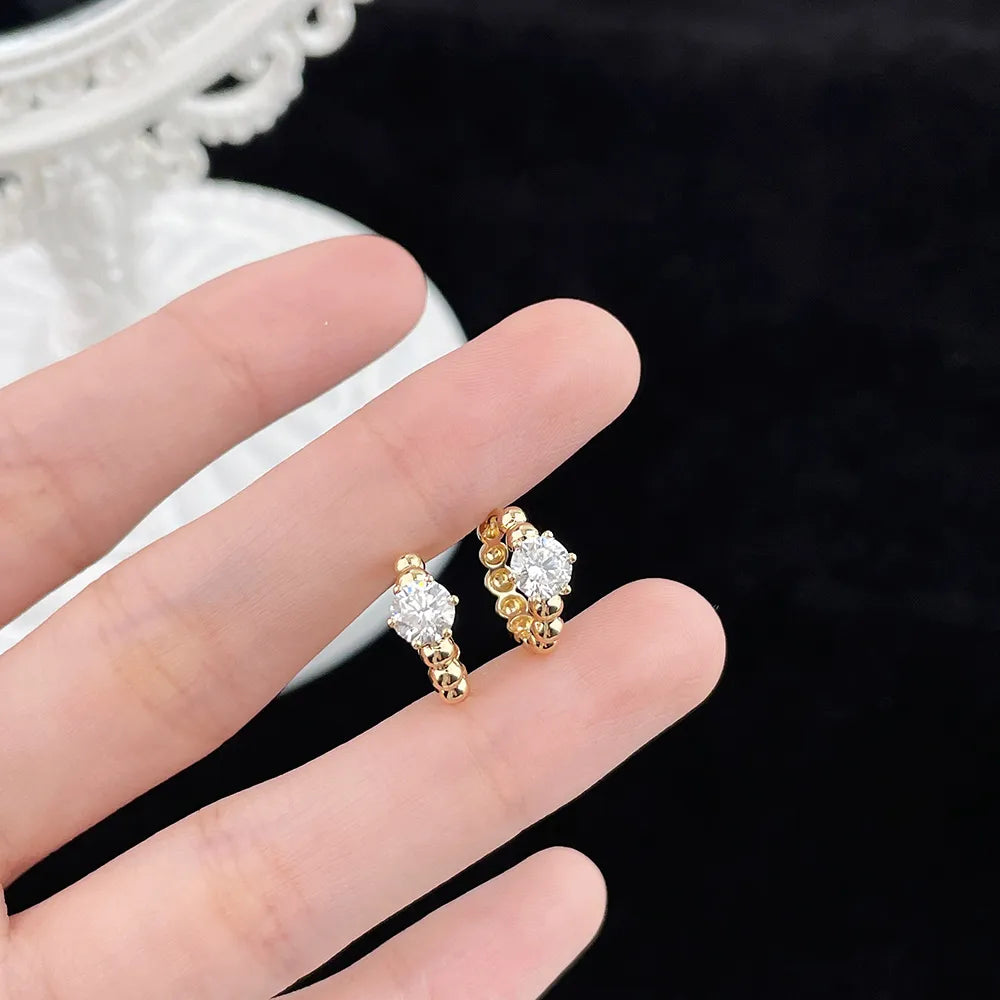 1.03 ctw Minimalist Six-Prong Round-Cut Lab-Grown Diamond Earrings in 18K Yellow Gold