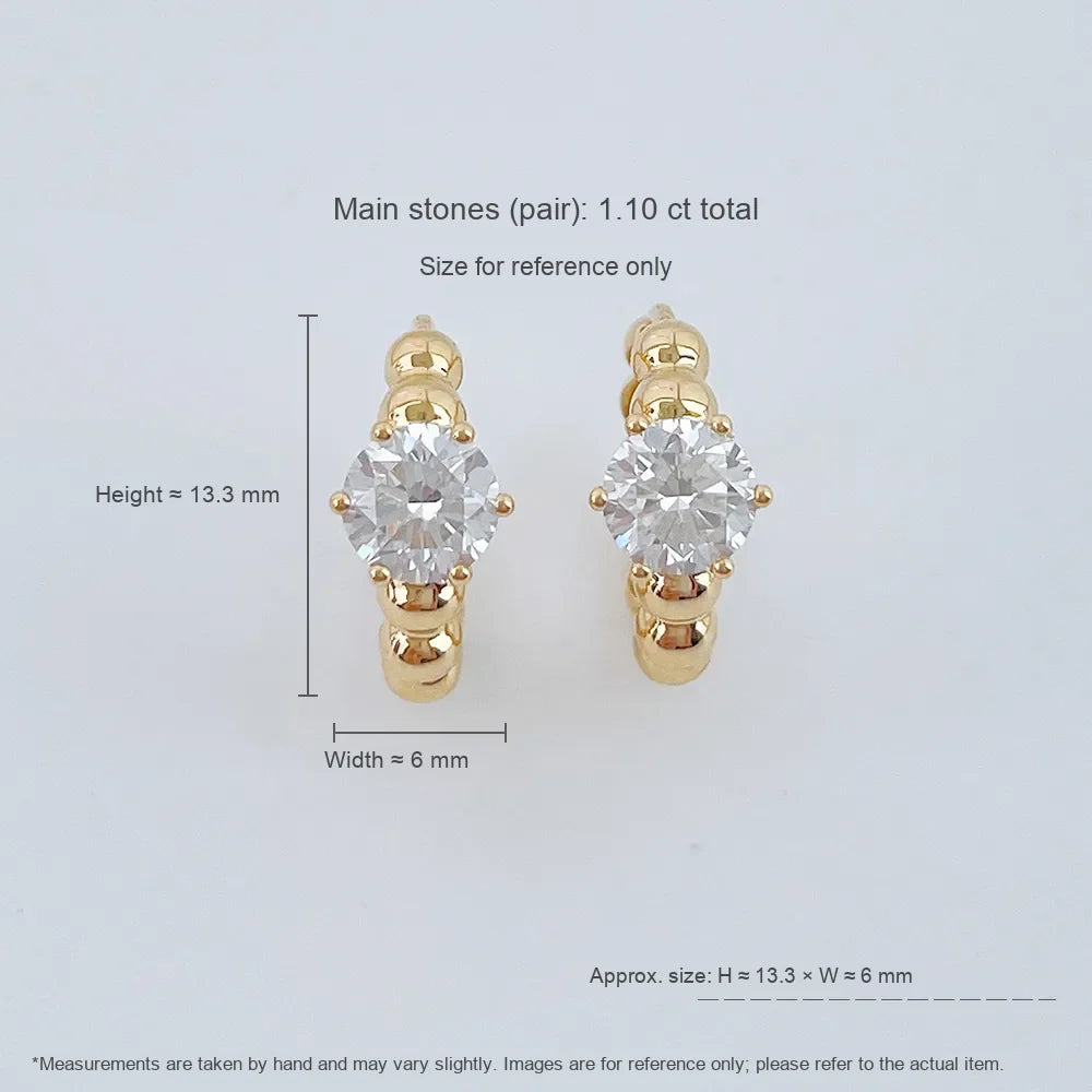 1.03 ctw Minimalist Six-Prong Round-Cut Lab-Grown Diamond Earrings in 18K Yellow Gold