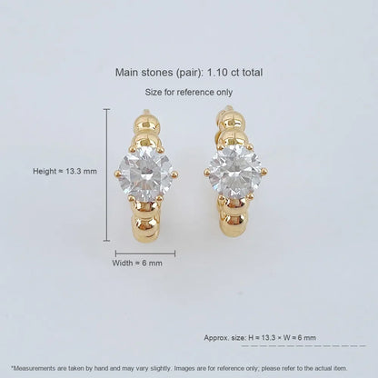 1.03 ctw Minimalist Six-Prong Round-Cut Lab-Grown Diamond Earrings in 18K Yellow Gold