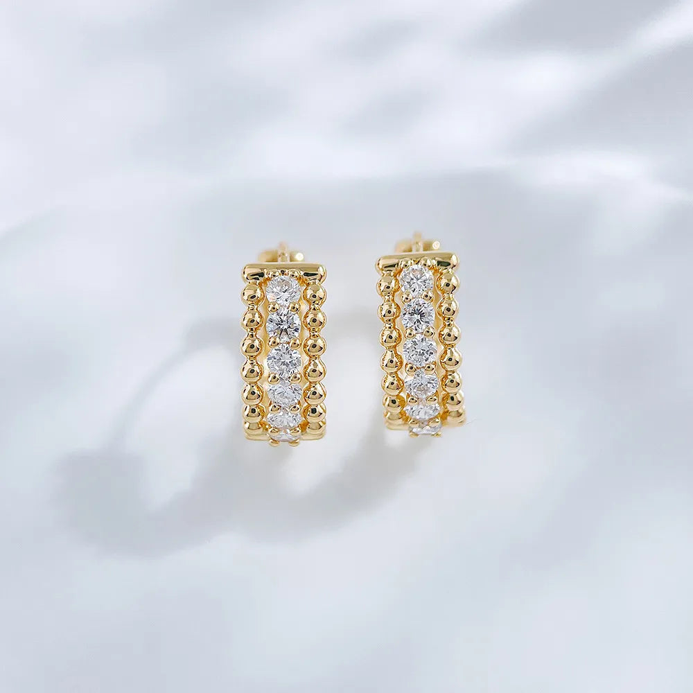0.42 ctw Celestial Round-Cut Lab-Grown Diamond Earrings in 18K Yellow Gold