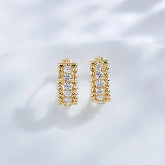 0.42 ctw Celestial Round-Cut Lab-Grown Diamond Earrings in 18K Yellow Gold