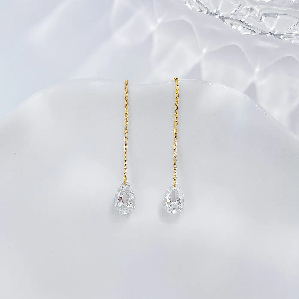 0.67 ctw Minimalist Pear-Cut Lab-Grown Diamond Drop Earrings in 18K Yellow Gold