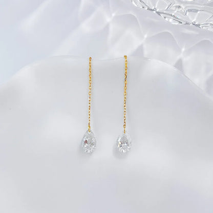 0.67 ctw Minimalist Pear-Cut Lab-Grown Diamond Drop Earrings in 18K Yellow Gold