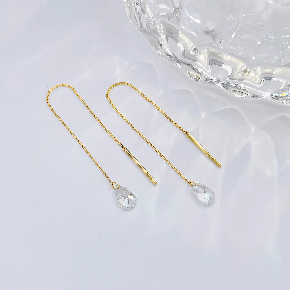 0.67 ctw Minimalist Pear-Cut Lab-Grown Diamond Drop Earrings in 18K Yellow Gold