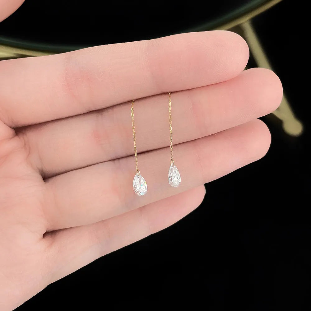 0.67 ctw Minimalist Pear-Cut Lab-Grown Diamond Drop Earrings in 18K Yellow Gold