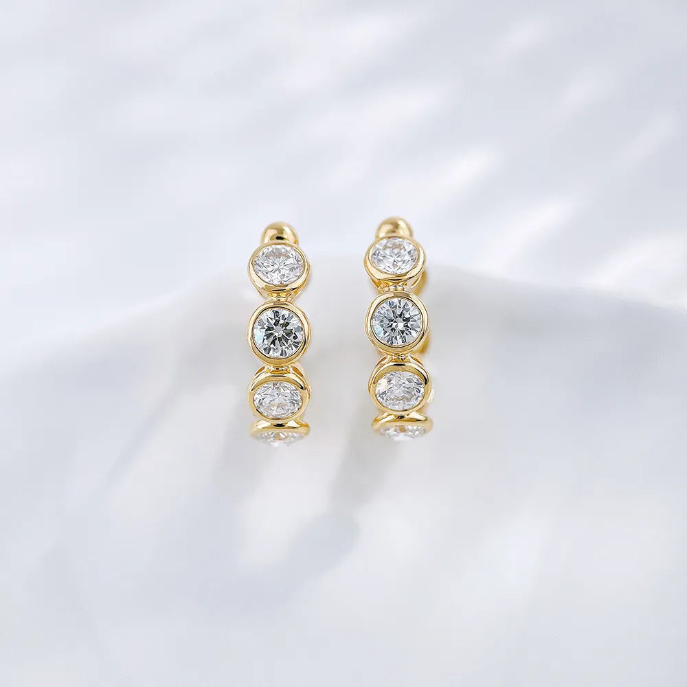 2.27 ctw Celestial Round-Cut Lab-Grown Diamond Earrings in 18K Yellow Gold