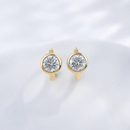 1.04 ctw Minimalist Round-Cut Lab-Grown Diamond Earrings in 18K Yellow Gold