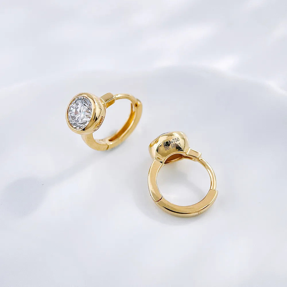 1.04 ctw Minimalist Round-Cut Lab-Grown Diamond Earrings in 18K Yellow Gold