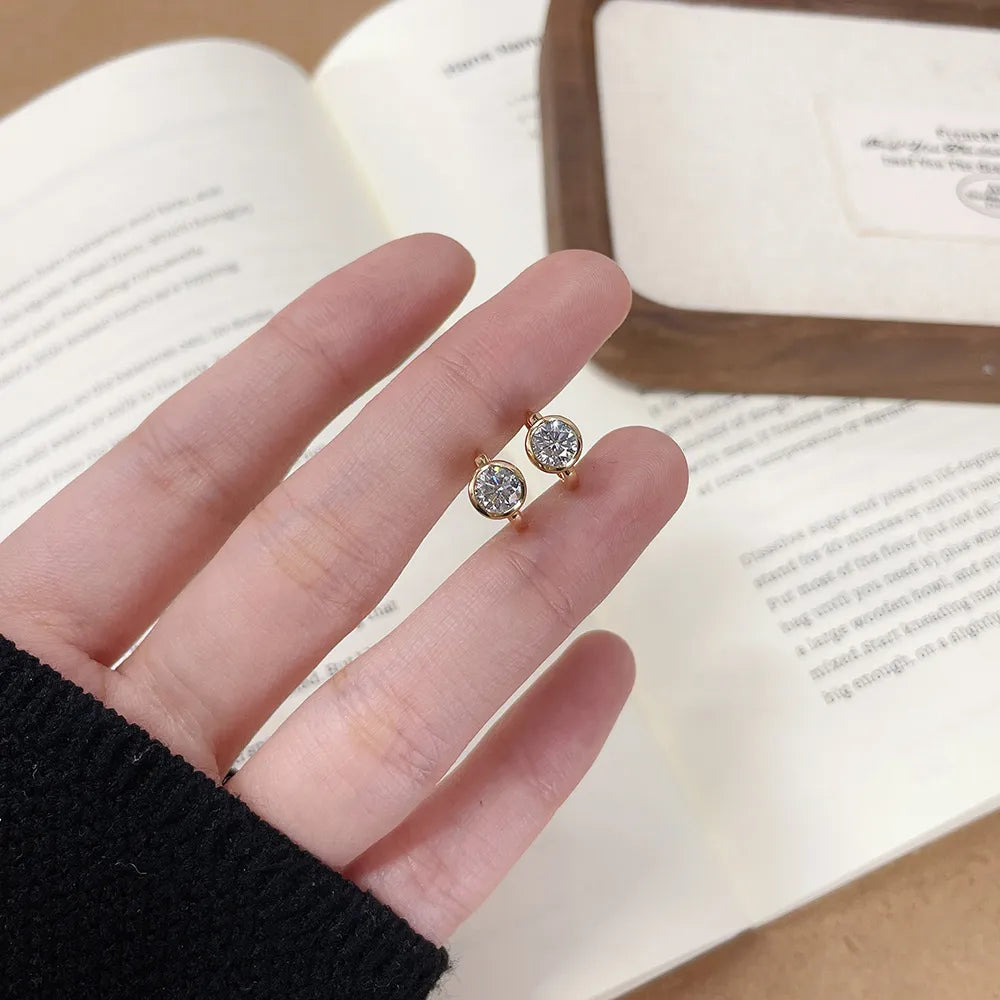1.04 ctw Minimalist Round-Cut Lab-Grown Diamond Earrings in 18K Yellow Gold