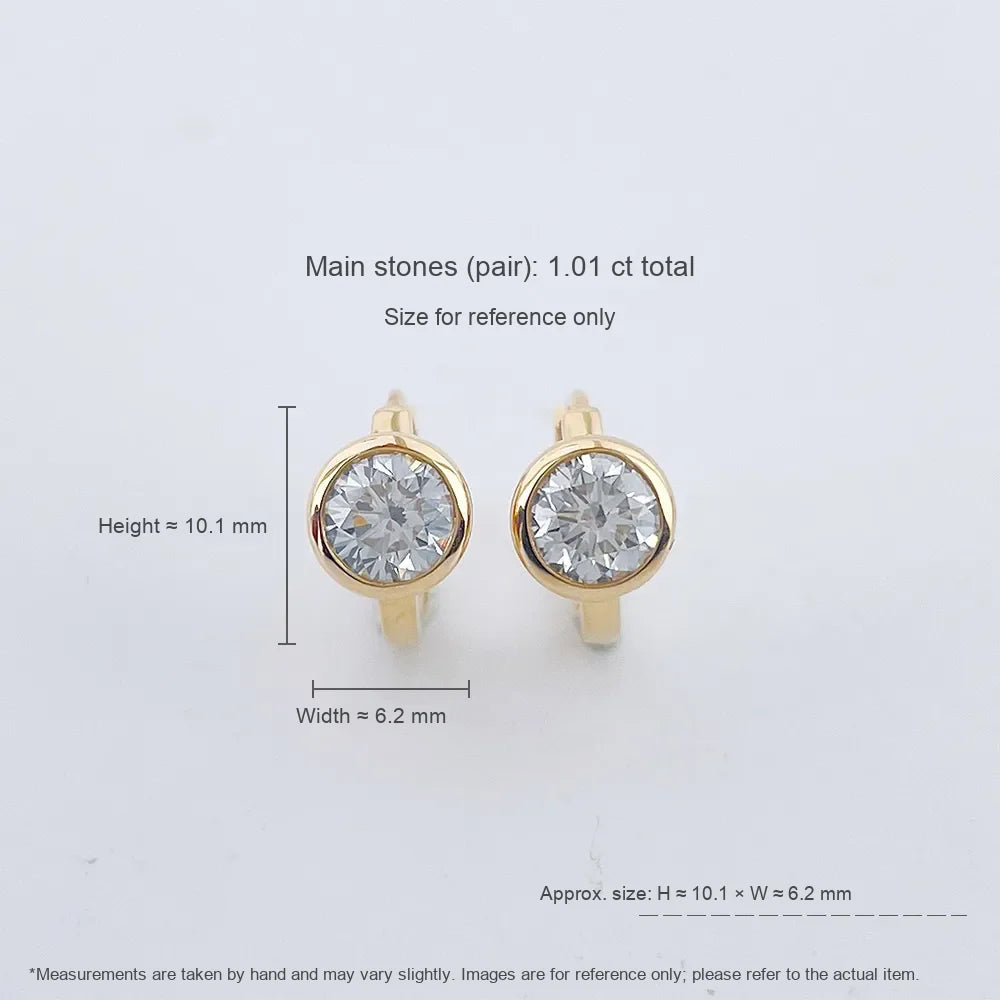 1.04 ctw Minimalist Round-Cut Lab-Grown Diamond Earrings in 18K Yellow Gold