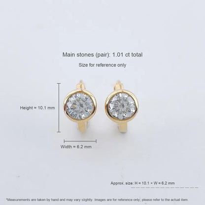 1.04 ctw Minimalist Round-Cut Lab-Grown Diamond Earrings in 18K Yellow Gold
