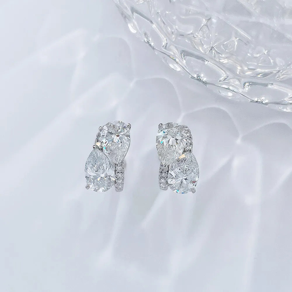 3.03 ctw Celestial Six-Prong Pear-Cut Lab-Grown Diamond Drop Earrings in 18K White Gold