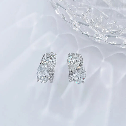 3.03 ctw Celestial Six-Prong Pear-Cut Lab-Grown Diamond Drop Earrings in 18K White Gold