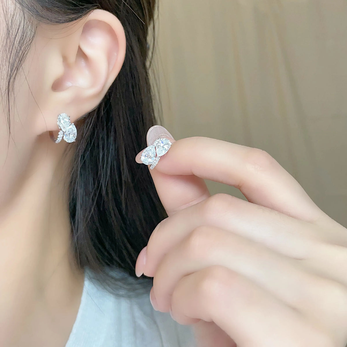 3.03 ctw Celestial Six-Prong Pear-Cut Lab-Grown Diamond Drop Earrings in 18K White Gold