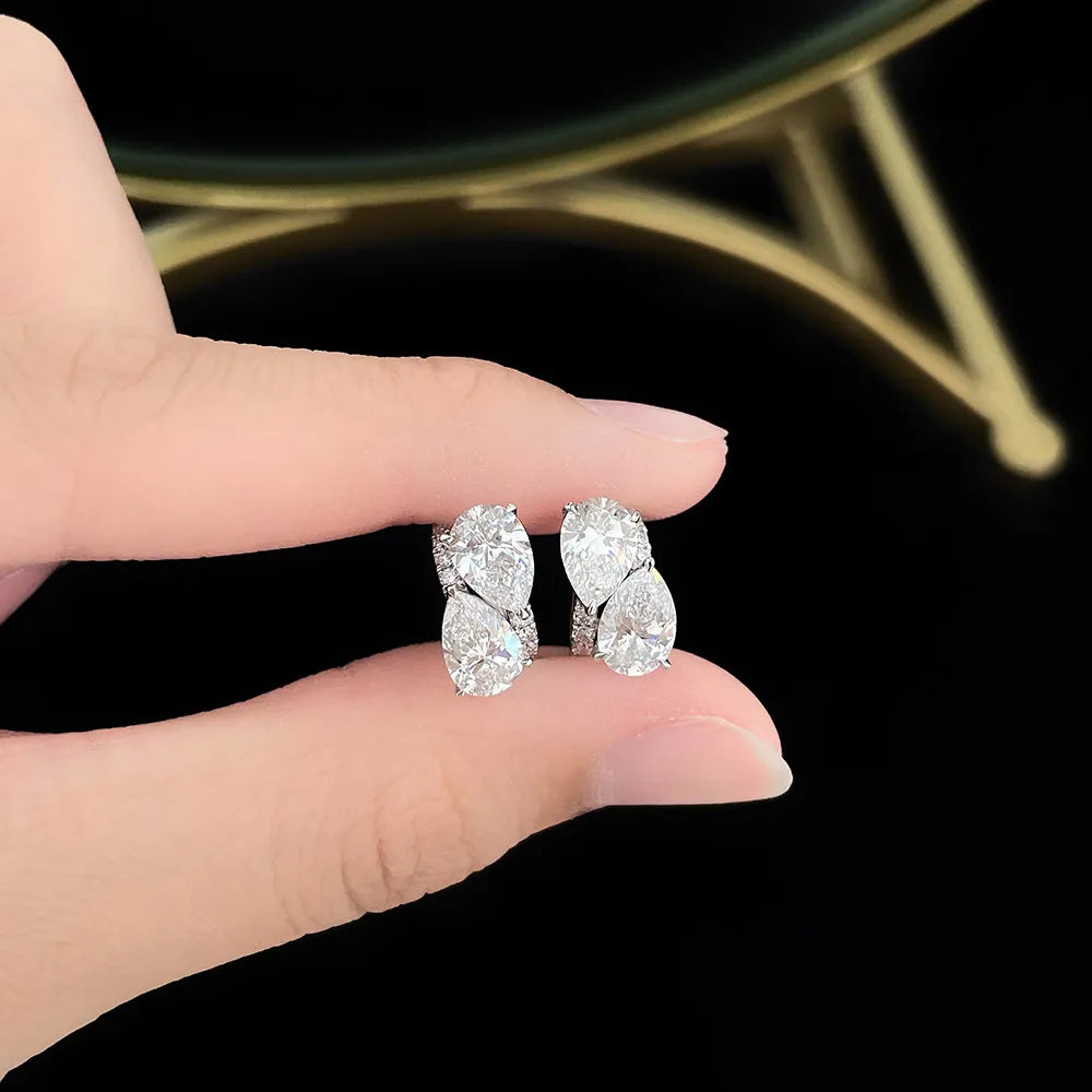 3.03 ctw Celestial Six-Prong Pear-Cut Lab-Grown Diamond Drop Earrings in 18K White Gold