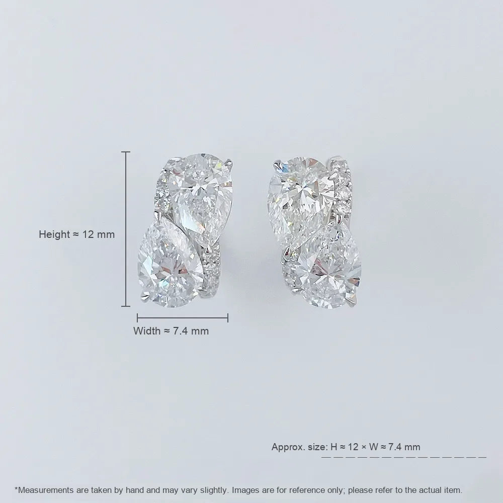3.03 ctw Celestial Six-Prong Pear-Cut Lab-Grown Diamond Drop Earrings in 18K White Gold