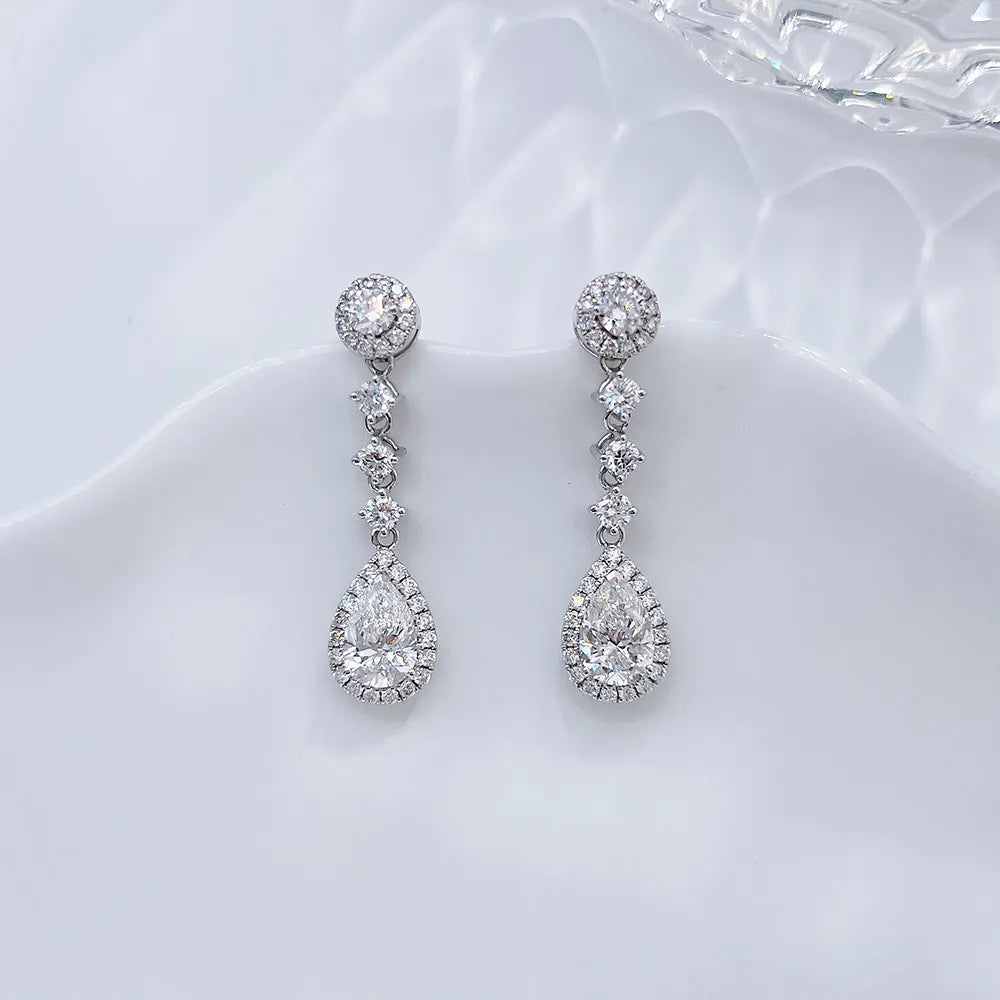 1.06 ctw Celestial Pear-Cut Lab-Grown Diamond Drop Earrings in 18K White Gold
