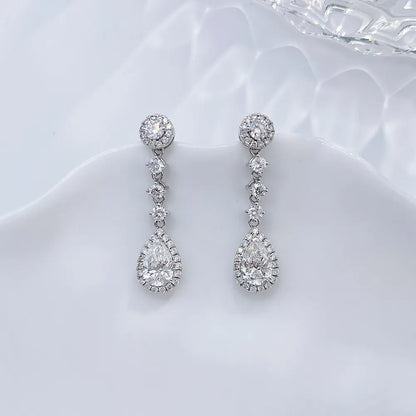 1.06 ctw Celestial Pear-Cut Lab-Grown Diamond Drop Earrings in 18K White Gold