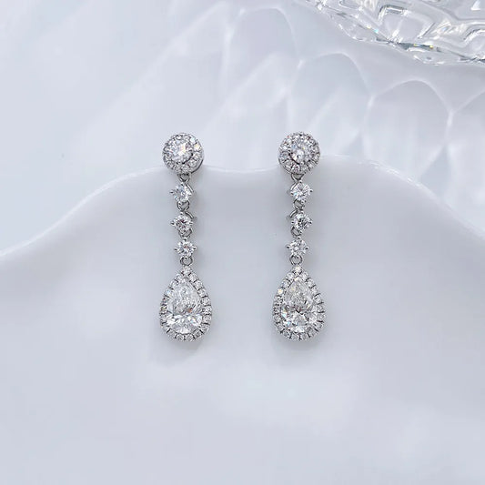 1.06 ctw Celestial Pear-Cut Lab-Grown Diamond Drop Earrings in 18K White Gold