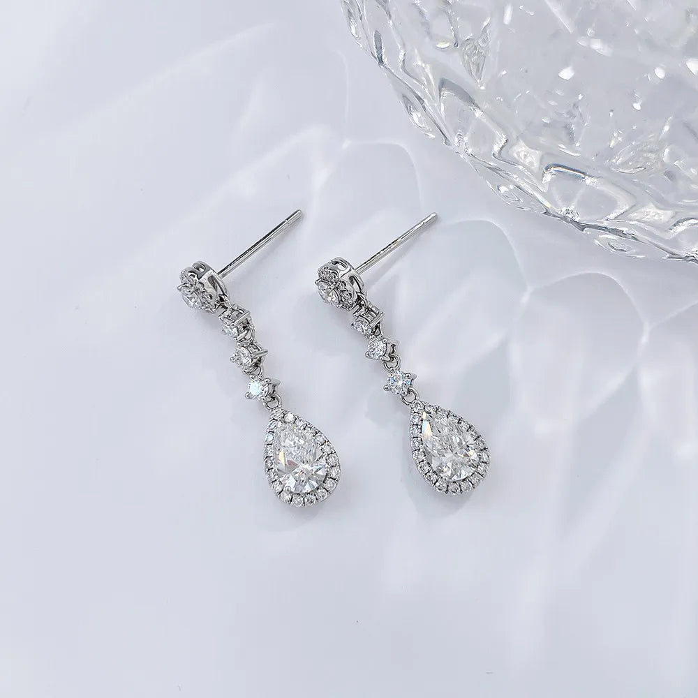 1.06 ctw Celestial Pear-Cut Lab-Grown Diamond Drop Earrings in 18K White Gold