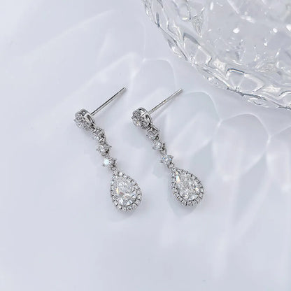 1.06 ctw Celestial Pear-Cut Lab-Grown Diamond Drop Earrings in 18K White Gold