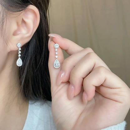 1.06 ctw Celestial Pear-Cut Lab-Grown Diamond Drop Earrings in 18K White Gold