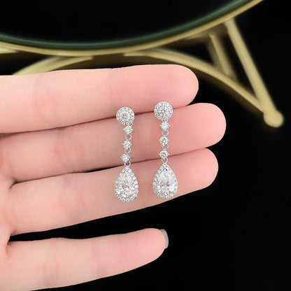 1.06 ctw Celestial Pear-Cut Lab-Grown Diamond Drop Earrings in 18K White Gold