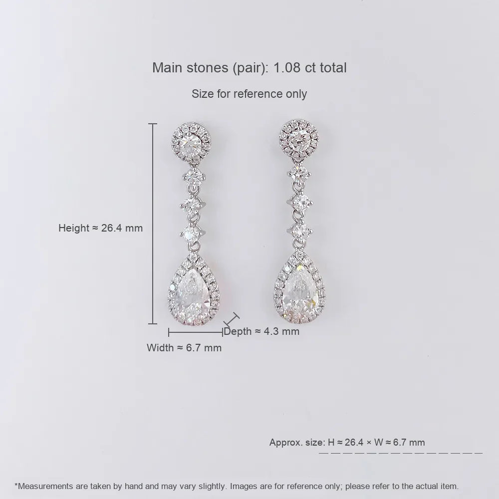 1.06 ctw Celestial Pear-Cut Lab-Grown Diamond Drop Earrings in 18K White Gold