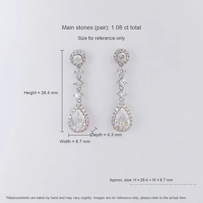1.06 ctw Celestial Pear-Cut Lab-Grown Diamond Drop Earrings in 18K White Gold