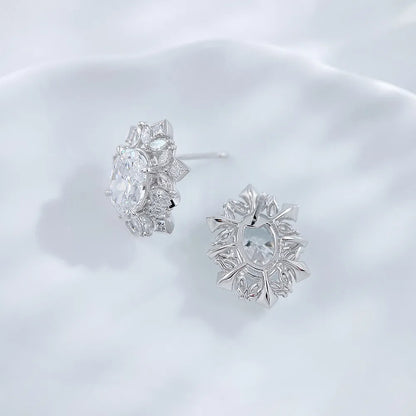 3.02 ctw Celestial Cluster Oval-Cut Lab-Grown Diamond Stud Earrings in PT950 Platinum