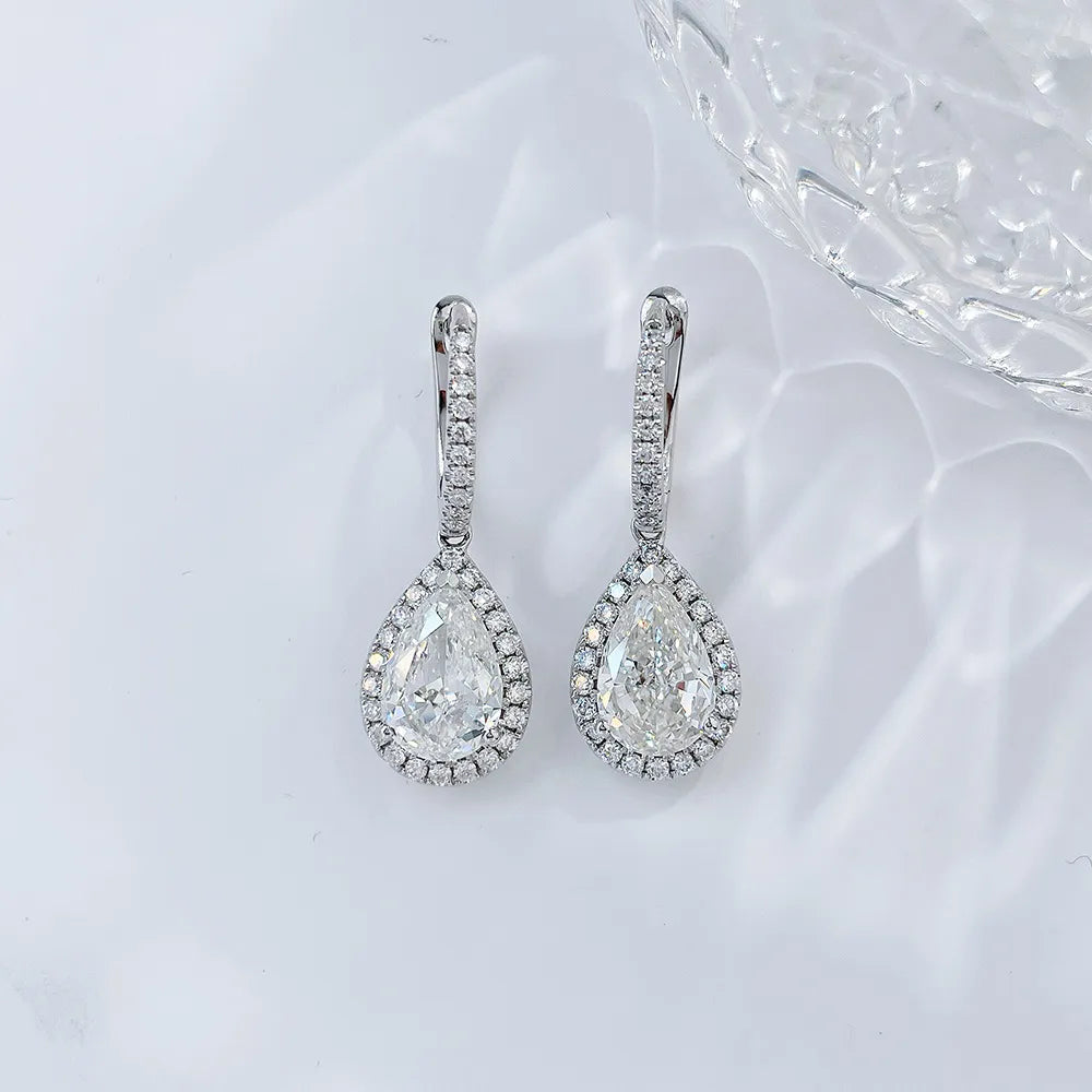 2.08 ctw Celestial Pear-Cut Lab-Grown Diamond Drop Earrings in 18K White Gold