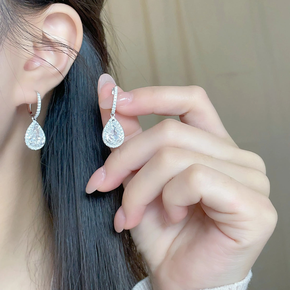 2.08 ctw Celestial Pear-Cut Lab-Grown Diamond Drop Earrings in 18K White Gold