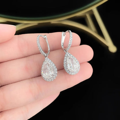 2.08 ctw Celestial Pear-Cut Lab-Grown Diamond Drop Earrings in 18K White Gold