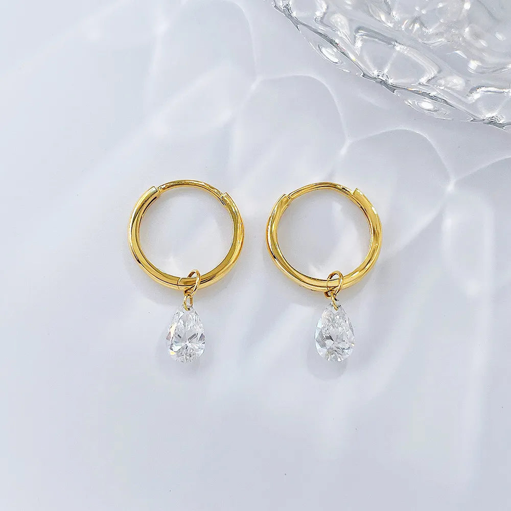 0.64 ctw Minimalist Pear-Cut Lab-Grown Diamond Drop Earrings in 18K Yellow Gold