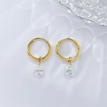0.64 ctw Minimalist Pear-Cut Lab-Grown Diamond Drop Earrings in 18K Yellow Gold