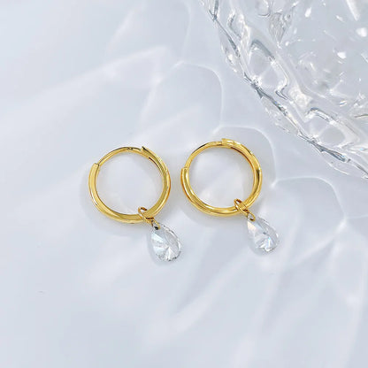 0.64 ctw Minimalist Pear-Cut Lab-Grown Diamond Drop Earrings in 18K Yellow Gold