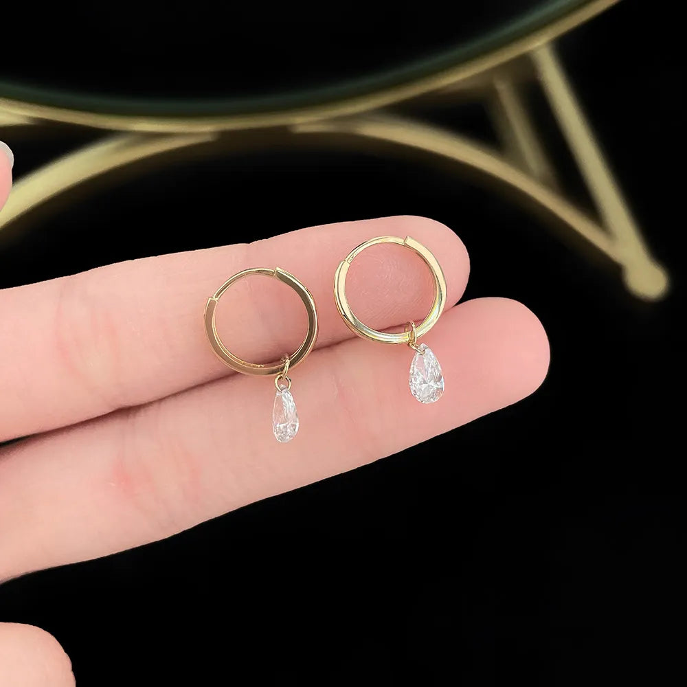 0.64 ctw Minimalist Pear-Cut Lab-Grown Diamond Drop Earrings in 18K Yellow Gold
