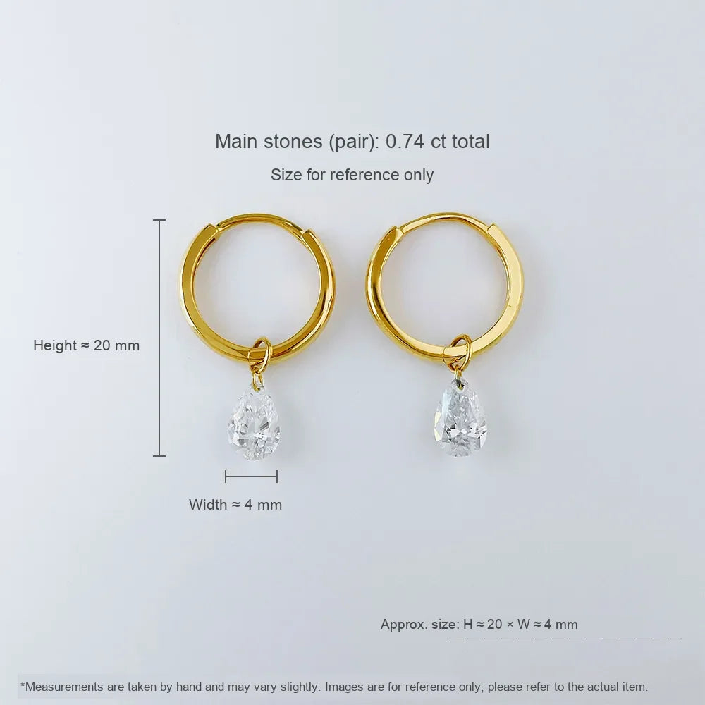 0.64 ctw Minimalist Pear-Cut Lab-Grown Diamond Drop Earrings in 18K Yellow Gold