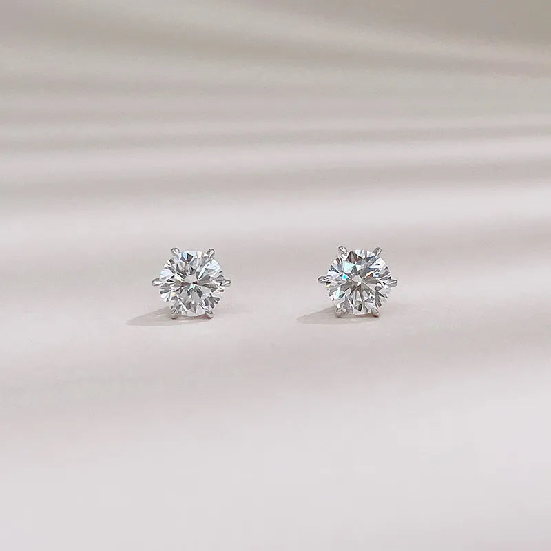 0.64 ctw Classic Six-Prong Round-Cut Lab-Grown Diamond Stud Earrings in 18K White Gold