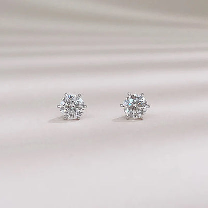 0.64 ctw Classic Six-Prong Round-Cut Lab-Grown Diamond Stud Earrings in 18K White Gold