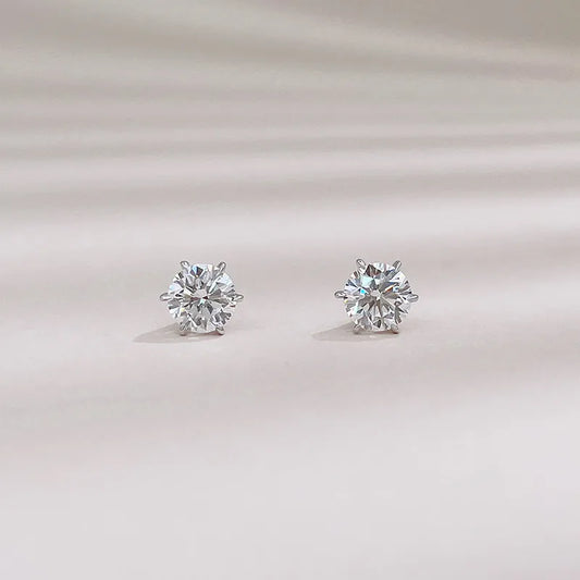 0.64 ctw Classic Six-Prong Round-Cut Lab-Grown Diamond Stud Earrings in 18K White Gold