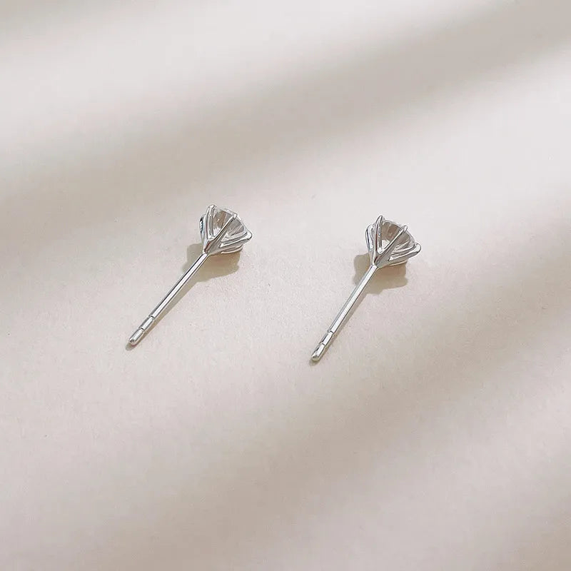 0.64 ctw Classic Six-Prong Round-Cut Lab-Grown Diamond Stud Earrings in 18K White Gold