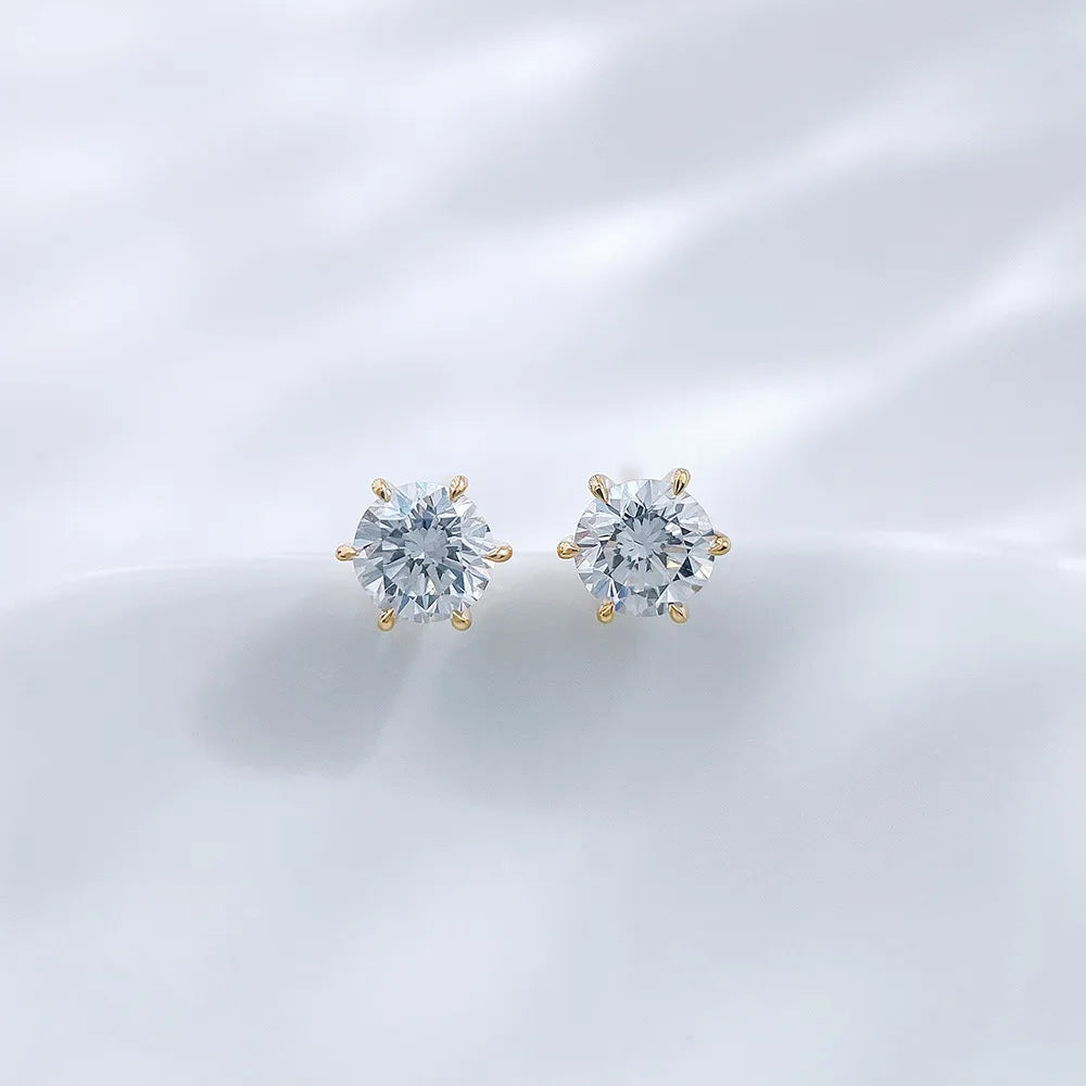 0.66 ctw Celestial Six-Prong Round-Cut Lab-Grown Diamond Earrings in 18K Yellow Gold