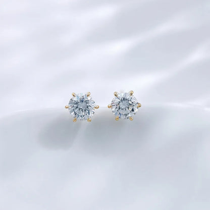 0.66 ctw Celestial Six-Prong Round-Cut Lab-Grown Diamond Earrings in 18K Yellow Gold