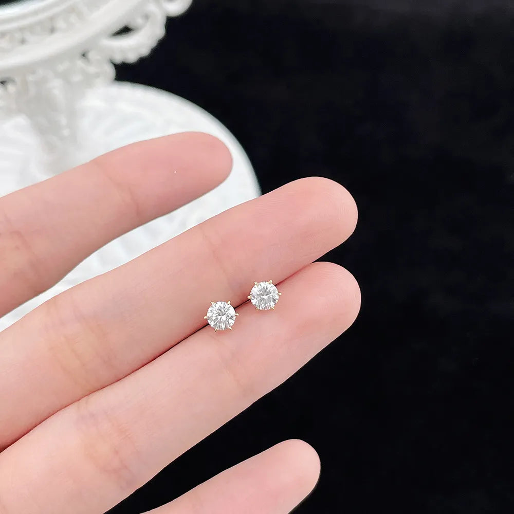 0.66 ctw Celestial Six-Prong Round-Cut Lab-Grown Diamond Earrings in 18K Yellow Gold